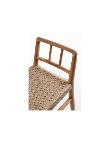 Chaise de bar en teck et corde GALDANA | La Madeleine Déco