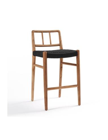 Chaise de bar en teck et corde GALDANA | La Madeleine Déco