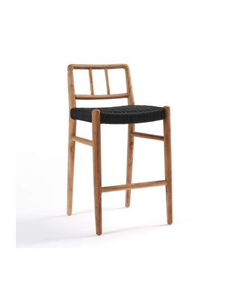 Chaise de bar en teck et corde GALDANA | La Madeleine Déco