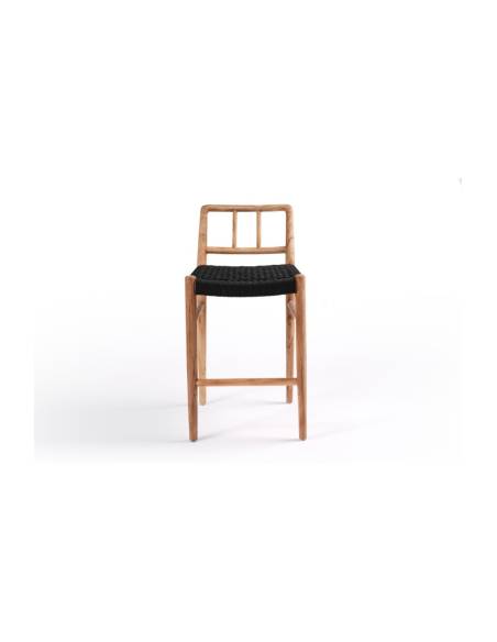Chaise de bar en teck et corde GALDANA | La Madeleine Déco