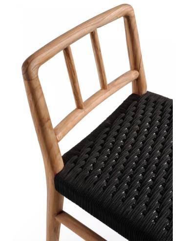 Chaise de bar en teck et corde GALDANA | La Madeleine Déco