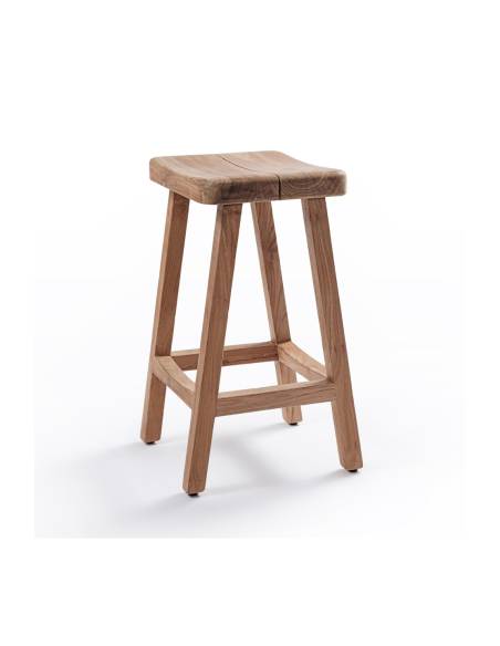 Tabouret bar en teck massif EDEN | La Madeleine Déco
