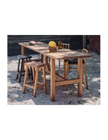 Tabouret bar en teck massif EDEN | La Madeleine Déco
