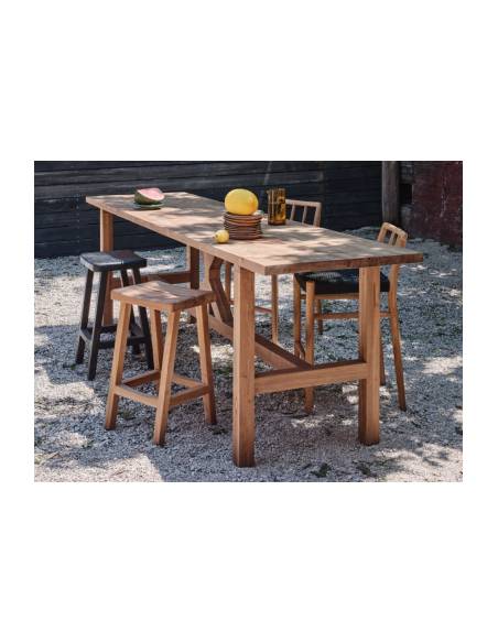 Tabouret bar en teck massif EDEN | La Madeleine Déco