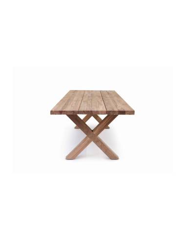 Table en teck recyclé pied croix FINCA | La Madeleine Déco