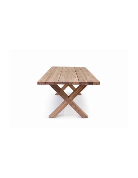 Table en teck recyclé pied croix FINCA | La Madeleine Déco