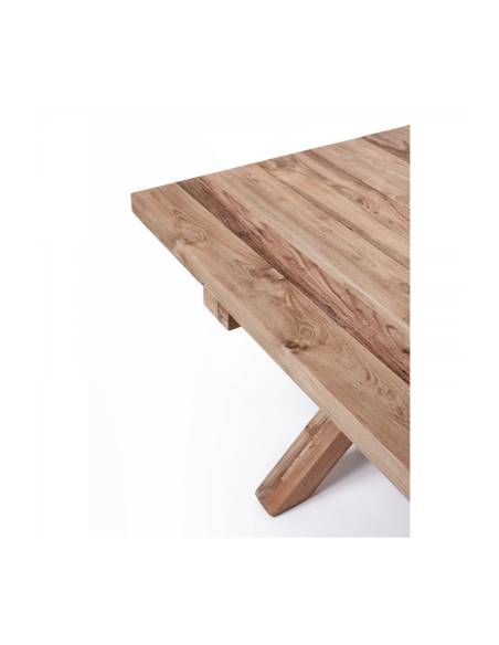 Table en teck recyclé pied croix FINCA | La Madeleine Déco