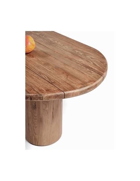 Table ovale en teck massif pied cyclindrique GUAJIRA | La Madeleine Déco