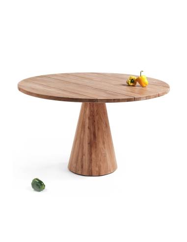 Table ronde en teck pied centrale NAZCA | La Madeleine Déco