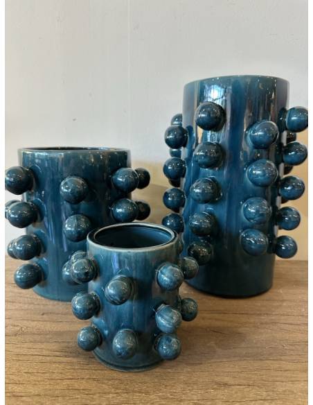 Vase en céramique GRAPPE pétrole | La Madeleine Déco