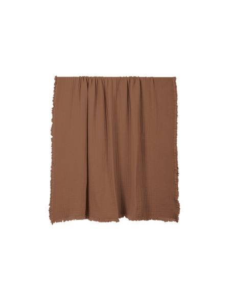 Plaid / Couvre-lit en coton lavé VANLY Harmony - Haomy Mocaccino