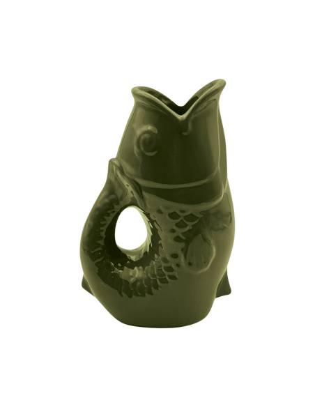 Vase pichet en céramique POISSON kaki | La Madeleine Déco