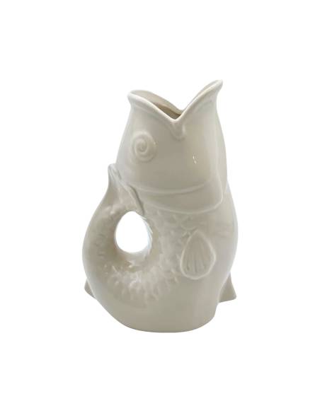 Vase pichet en céramique POISSON sable | La Madeleine Déco