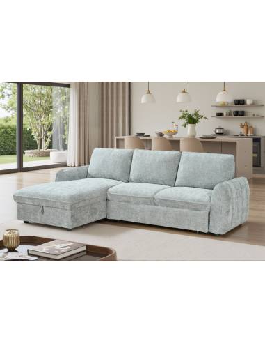 Canapé d'angle convertible gris SHELLA | La Madeleine Déco