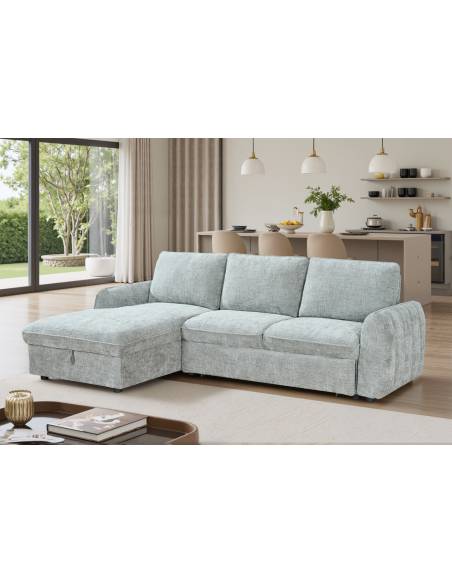 Canapé d'angle convertible gris SHELLA | La Madeleine Déco