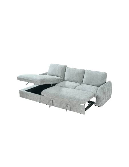 Canapé d'angle convertible gris SHELLA | La Madeleine Déco