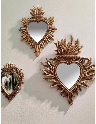 Miroir doré ex-voto coeur | La Madeleine Déco