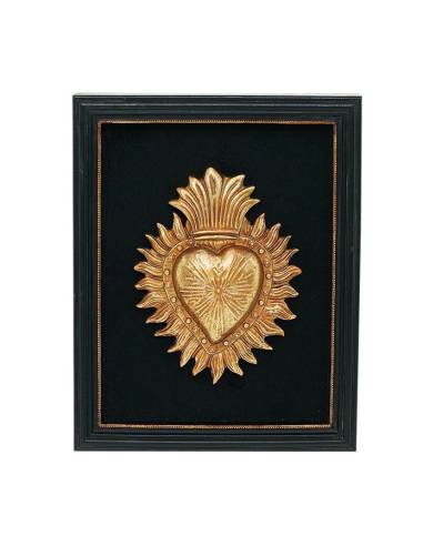 Cadre velours noir ex-voto coeur  | La Madeleine Déco