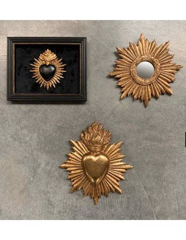 Cadre velours noir ex-voto coeur noir  | La Madeleine Déco