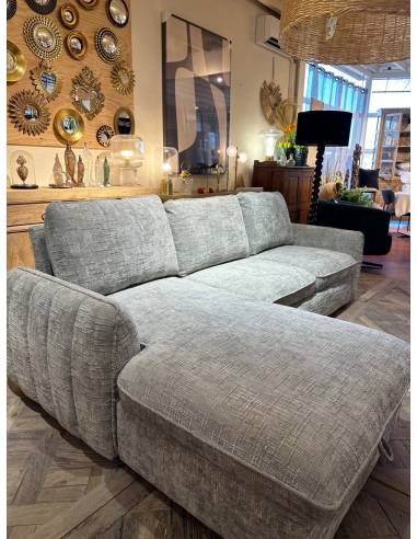 Canapé d'angle convertible gris SHELLA | La Madeleine Déco