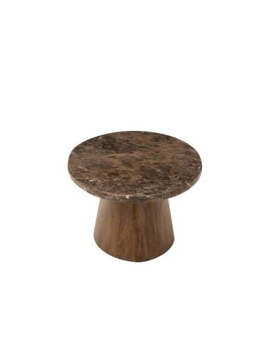 Table basse ovale marbre et bois marron | La Madeleine Déco