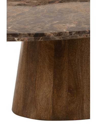 Table basse ovale marbre et bois marron | La Madeleine Déco