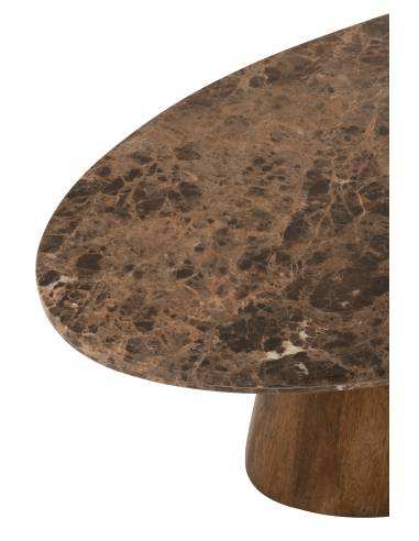 Table basse ovale marbre et bois marron | La Madeleine Déco