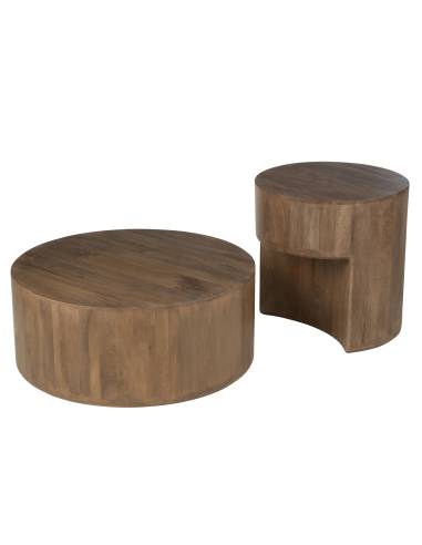 Duo de tables basse en bois brun | La Madeleine Déco