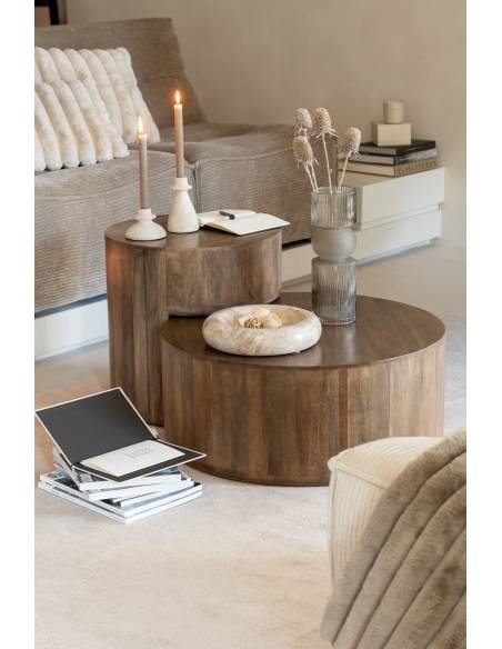 Duo de tables basse en bois brun | La Madeleine Déco