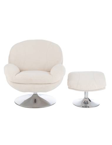 Fauteuil relax et son repose pied crème | La Madeleine Déco