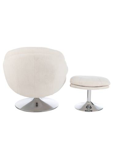 Fauteuil relax et son repose pied crème | La Madeleine Déco