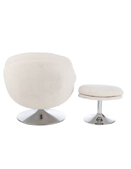 Fauteuil relax et son repose pied crème | La Madeleine Déco