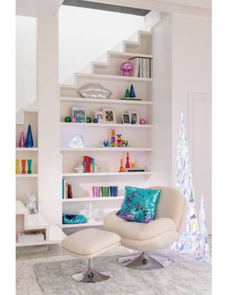 Fauteuil relax et son repose pied crème | La Madeleine Déco