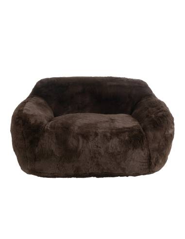 Petit canapé sofa fausse fourrure marron | La Madeleine Déco