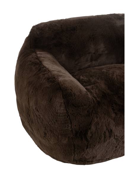 Petit canapé sofa fausse fourrure marron | La Madeleine Déco