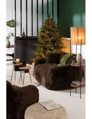 Petit canapé sofa fausse fourrure marron | La Madeleine Déco
