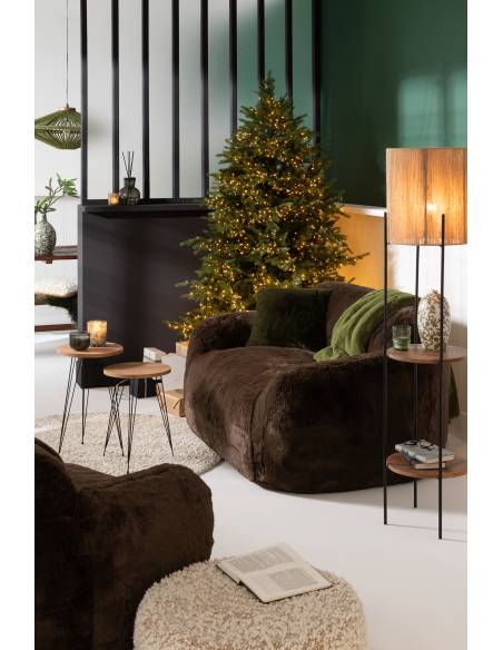 Petit canapé sofa fausse fourrure marron | La Madeleine Déco