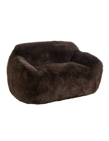 Petit canapé sofa fausse fourrure marron | La Madeleine Déco