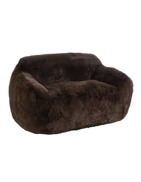 Petit canapé sofa fausse fourrure marron | La Madeleine Déco