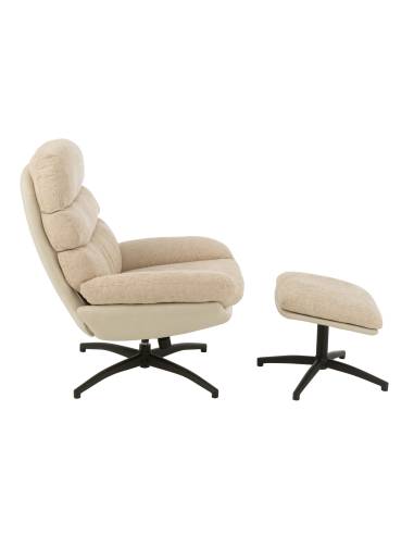 Fauteuil relax et son repose pied gris | La Madeleine Déco