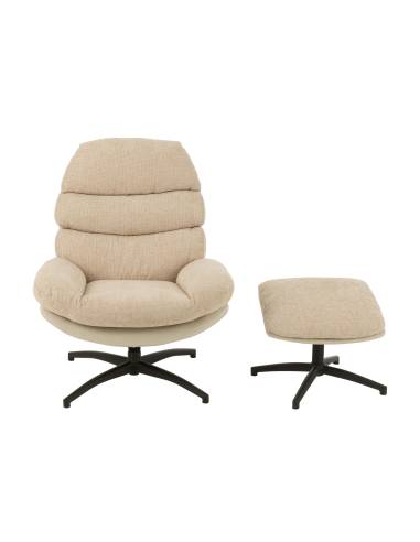 Fauteuil relax et son repose pied gris | La Madeleine Déco