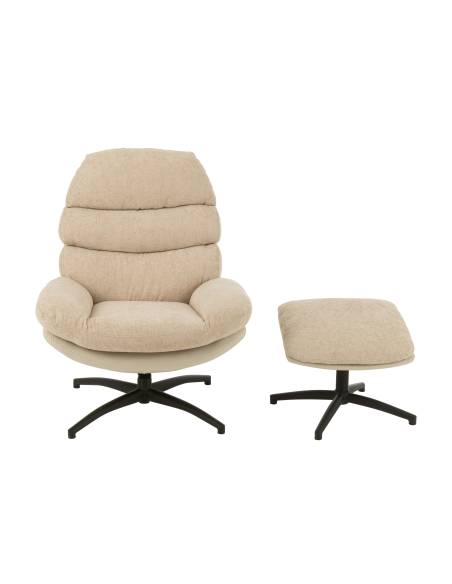 Fauteuil relax et son repose pied gris | La Madeleine Déco