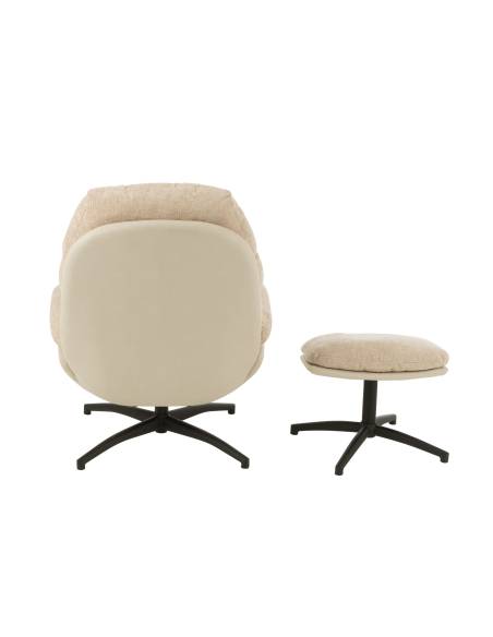 Fauteuil relax et son repose pied gris | La Madeleine Déco