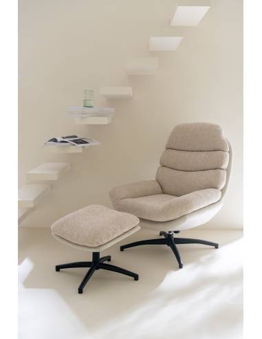 Fauteuil relax et son repose pied gris | La Madeleine Déco