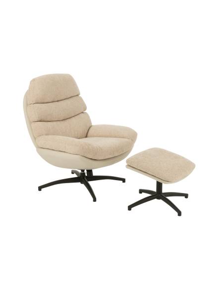 Fauteuil relax et son repose pied gris | La Madeleine Déco