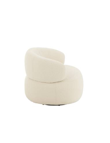 Fauteuil pivotant rond bouclette écrue | La Madeleine Déco