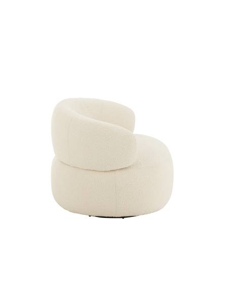 Fauteuil pivotant rond bouclette écrue | La Madeleine Déco