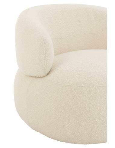 Fauteuil pivotant rond bouclette écrue | La Madeleine Déco