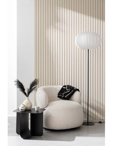 Fauteuil pivotant rond bouclette écrue | La Madeleine Déco