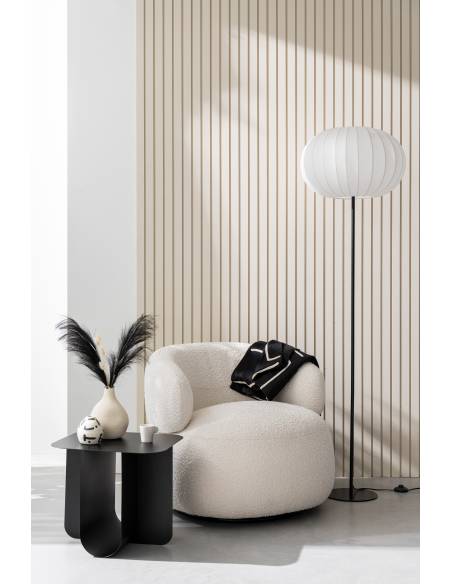 Fauteuil pivotant rond bouclette écrue | La Madeleine Déco